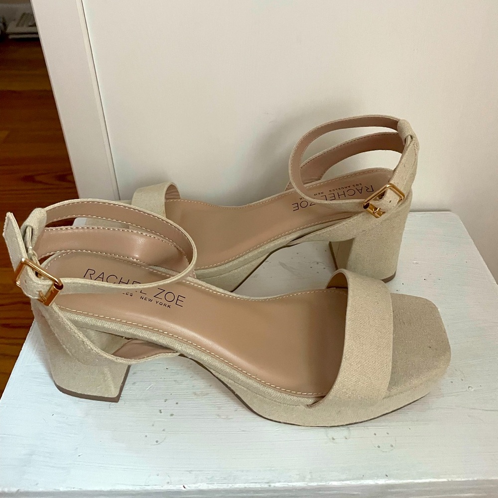 Rachel Zoe Cream Block Heel Sandals